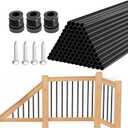 100 Pack 32" Aluminum Deck Balusters,3/4" Round Aluminum Balusters for Deck Railing,with Screws & Connectors,Black Deck Rail Spindles for Wood/Composite Fencing