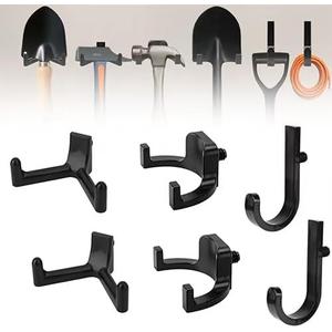 6Pcs Storage Shed Hooks, J/U/V Shapes Heavy Duty ABS Tool Organizers for Ladders, Garden Rakes & Bulk Tools, Compatible with Most Outdoor Storage Sheds