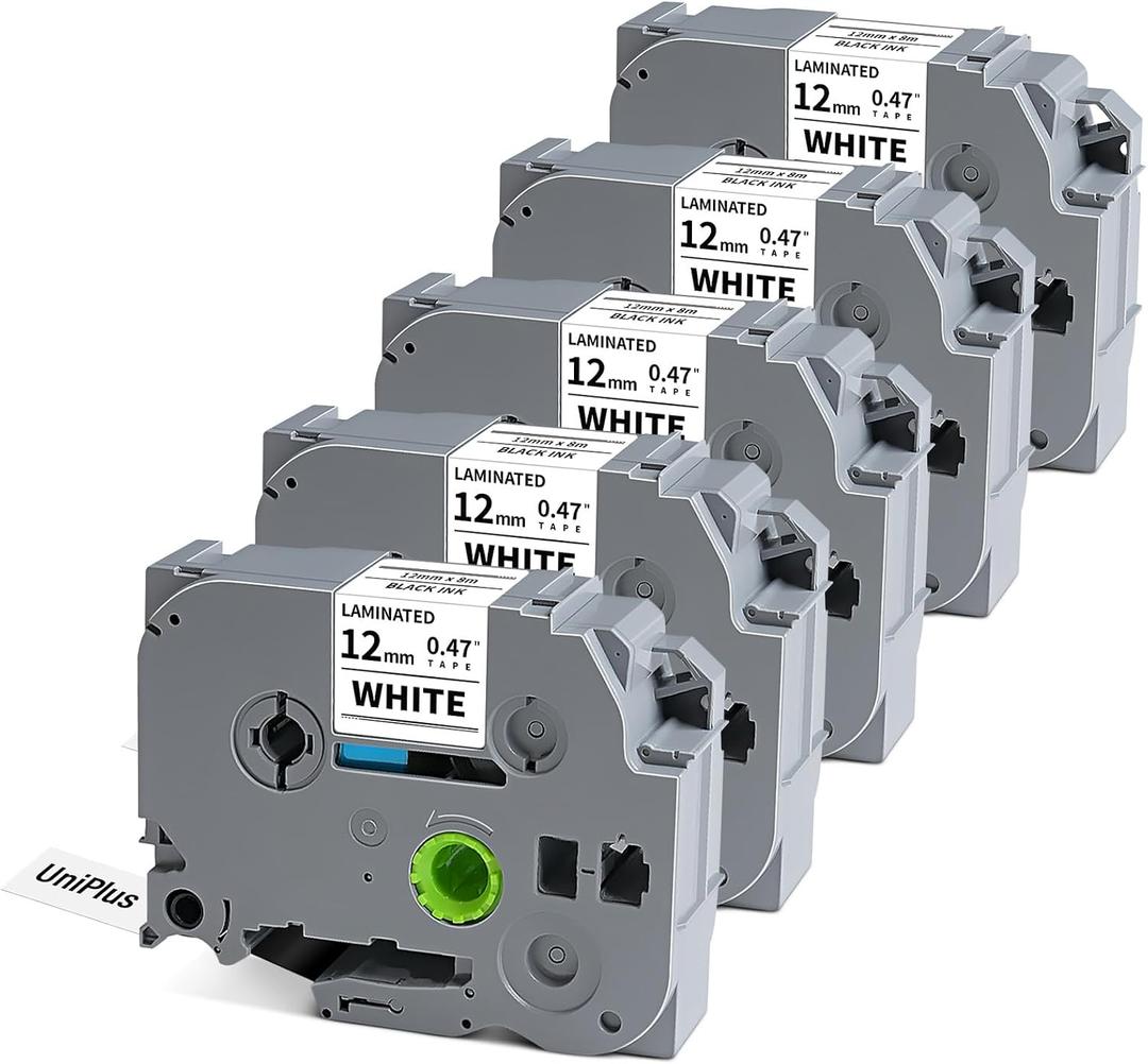 TZe-231 Replacement for Brother Label Maker Tape P Touch TZe TZ Tape 12mm 0.47 Laminated White Work with Ptouch PT-D210 PT-H110 PT-D220 PTD-600 D610BT PT-D400 PT-D410 PT-P710BT, 5 Pack