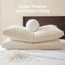 Puredown Goose Feathers and Down Pillows, 100% Organic Cotton Cover, Gusseted Pillow for Sleeping Hotel Collection Bed Pillows, Standard, Set of 2