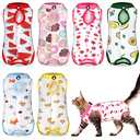 Kacctyen 6 Set Cat Recovery Suit After Surgery Female and Male Cat Kitten Surgery Suit E Collar Alternative Pajama Kitty Clothes for Spay Abdominal Skin Anti Licking(Fruit,Large)