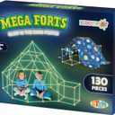 KiddyPlay Mega Forts - 130 Piece Fort Building Kit For Kids - Glow in the Dark DIY Fort Making Kit - Build a Fort Building Kit - STEM Building Toys For Kids