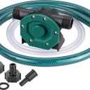 Self-Priming Mini Hand Water Transfer Drill Pump Kit with Water Hose & Oil Hose for Home Water Oil Fluid Transfer (Green)