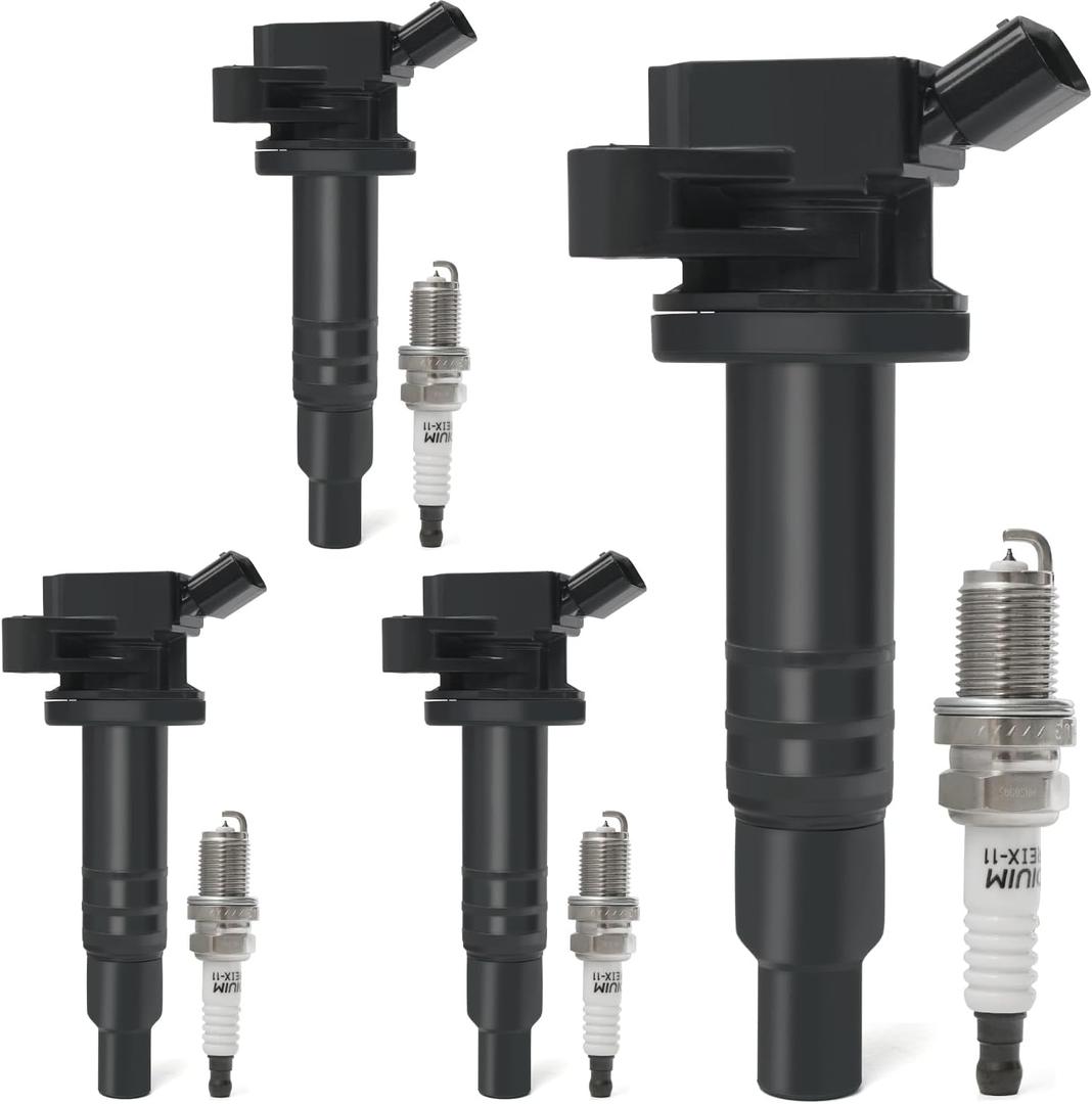4PCS Ignition Coil Pack & Iridium Spark Plugs Compatible with 1.8L L4 1999-2008 Toyota Corolla, 2000-2005 Celica, MR2 Spyder, 2003-2008 Matrix, Pontiac Vibe, 2000-2002 Chevy Prizm Replace UF247 & 4503