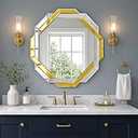 Bathroom Mirror Gold-28”X28” Wall Mirrors Decorative, Beveled Edge Frameless Mirror for Wall Bathroom, Vanity Room, Bedroom, Living Room and Enterway