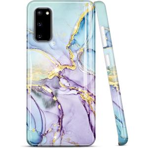 JIAXIUFEN Galaxy S20 Case Gold Sparkle Glitter Marble Slim Shockproof TPU Soft Rubber Silicone Cover Phone Case for Samsung Galaxy S20 5G 6.2 inch Purple Blue