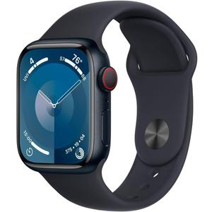 Apple Watch Series 9 [GPS + Cellular 41mm] Midnight Aluminum Case with Midnight Sport Band S/M