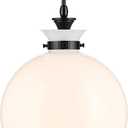 Kichler Laria 1-Light Pendant, Updated Traditional Light, Sloped Ceiling Compatible, for Kitchen with Opal Glass in Black (19.5" x 15"), 52779BK
