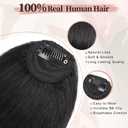EINAEY Clip in Bangs, 100% Real Human Hair Fake Bangs Natural Black Clip in Hair Extensions French Bangs Fringe with Temples Hairpieces for Women Natural Blend Curtain Bangs for Daily Wear