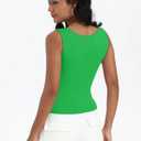 Dwnval Womens Sexy Square Neck Crop Tops Double Lined Sleeveless Halter Slim Fit Tank Top (Green, XS)