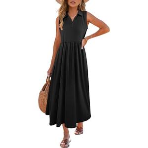 ANRABESS Womens Casual Dress Summer Sleeveless V Neck Sundress Aline Flowy Beach Maxi Dresses Travel 2025 Vacation Outfits M