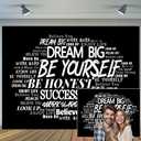 7X5ft Podcast Photo Backdrop Photography Background, Black and White Inspirational Motivational Quotes Positive Affirmation Backdrops Photo Booth Prop Banner Decorations Wall Decor Tablecloth