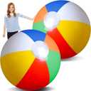 Zhanmai 2 Pieces 48 Inch Giant Inflatable Beach Ball Jumbo Rainbow Color Beachballs Blow up Huge Plastic Inflatable Balls for Kids Adults Water Games Summer Pool Swimming Party (Tropical Red)