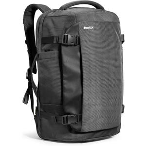 tomtoc Travel Backpack 40L, TSA Friendly Flight Approved Carry-on Luggage Hand Water-resistant Lightweight Business Rucksack, Durable Large Weekender Bag Daypack Fits 17.3 Inch Laptop, PFAS Free (Black)