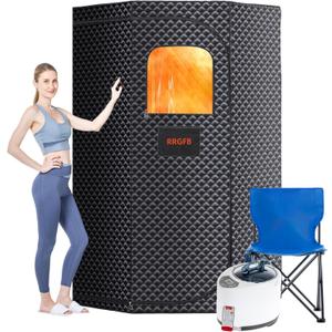 Sauna Box, Portable Steam Tent for Home Detox and Relaxation, Includes 3L Steamer, Remote Controller, Folding Chair, Adjustable Timer 1-60 Min, Large Size