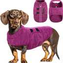 Queenmore Small Dog Sweaters, Soft Fleece Vest Pullover Dog Jacket with Leash Hole, Warm Winter Dogs Clothes Cold Weather Doggy Dachshund Sweater for Small Doggy Cats Boy or Girl (Cationic Berry, S)
