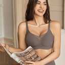 Avidlove Wireless Bras for Women No Underwire V Mesh Bralette Seamless Comfortable Bra Push Up Full Coverage Everyday Bras (Large, Dark Grey)