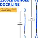 2-Pack Bungee Dock Lines for Boats with Loops, Boat Tie Downs for Docking, Adjustable Boat Mooring Rope for Pontoon, Jon Boat & PWC (Blue, 4 FT)