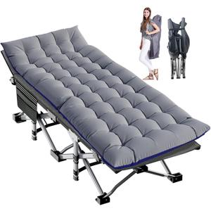 LILYPELLE Oversized XXL Folding Camping Cot, 78" L x 32" W x 18" H Heavy Duty Sleeping Cots with Carry Bag, Double Layer Oxford Portable Travel Camp Cots for Home, Office Nap and Outdoor Beach