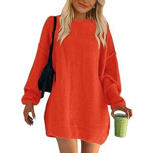 BTFBM 2025 Womens Sweaters Casual Crewneck Long Sleeve Oversized Sweater Dress Fall Winter Loose Slouchy Soft Pullover, Large
