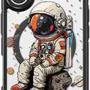 Bouvardia for iPhone 16 Case - Multi-Scenario Kickstand & Cosmic Astronaut Pattern - Compatible with Magsafe - Aesthetic Cute Design for Women and Girls