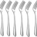 HornTide 6-Piece Dinner Forks Set 4 Tines Table Fork Flatware Stainless Steel Mirror Polishing 7-Inch 18cm