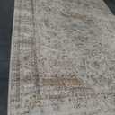 12x9 Washable Area Rug Beige Vintage Non Slip Soft Low Pile Rug for Living Room Bedroom Dining Room Office Distressed Oriental Indoor Large Throw Carpet for Home Decor