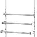 Over The Door Towel Rack, Over Door Towel Rack for Bathroom Door, Triple Towel Storage Holder with Hooks (Silver Gray, 17.32" L)