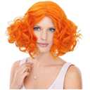 Orange Curly Wig Women Short Wavy Ginger Wig Heat Resistant Synthetic Hair for Halloween Costume Cosplay Party