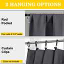 Grey Blackout Curtains for Bedroom Living Room 72 Inches Long 2 Panels Set, Soft Solid Thermal Room Darkening French Door Curtain, Modern Rod Pocket Design, Grey, 40" Wx72 L