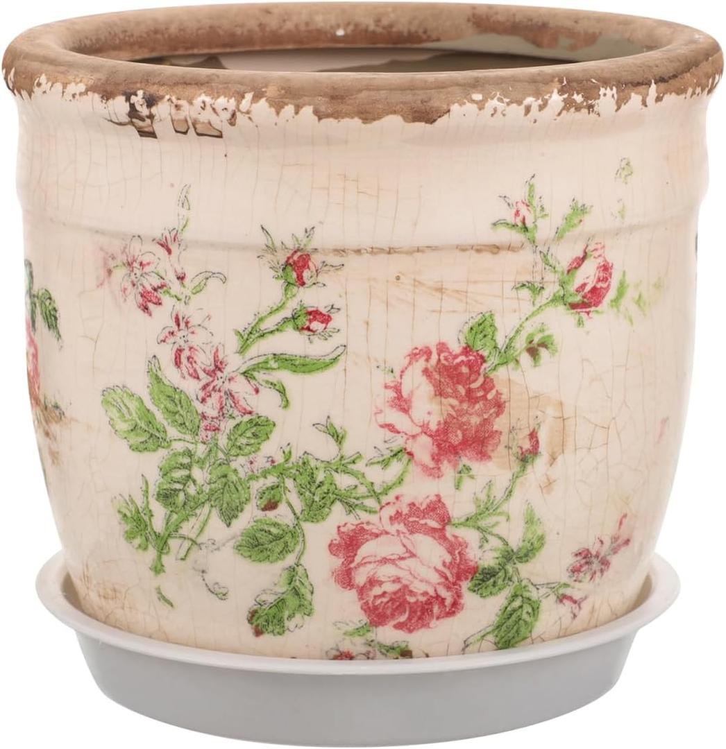 PRETYZOOM Vintage Ceramic Flower Pot - Planter for Plants, Indoor & Outdoor, Small Ceramic Pot