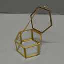 Vintage Glass Jewelry Box - Hexagon Gold Ring Display Box for Storage Ring Earring Trinket Jewelry, Creative Wedding Ring Holder for Proposal Engagement U2-GRB001 (Small)