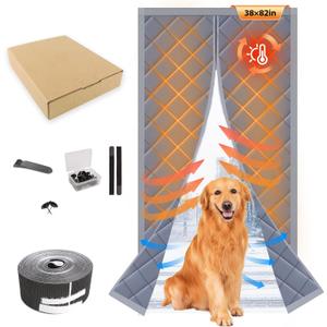 Magnetic Thermal Insulated Door Curtain Fits Door Size 36" X 80" Insulated Door Cover Blanket Insulation Cover Oxford Cloth Thicken Cotton to Keep House Warm as Temporary Door to Soundproof