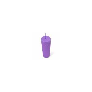 Manna Simple Modern Plastic Matte Studded Tumbler with Lid, Purple 