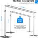 soonpho Pipe and Drape Backdrop Stand, Double Heavy Duty Backdrop Stand Adjustable Telescopic Metal Frame with Wide Flat Bases for Stability for Wedding, Photo Booth, Party & Event Decorations