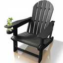 QuinnAndSunny Adirondack Garden Chair, HDPE Adirondack Chairs with Cup Holder, Outdoor Armchair Outdoor Fire Pit Chairs All-Weather Lawn Chair for Deck Patio Garden, Grey