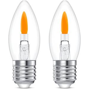B11 Flame Bulbs 2-Pack - Standard Medium Base (E26, Not Candelabra E12), 2 Mode Flickering LED 1800K, Non-Dimmable for Halloween/Christmas Porch & Home Decor
