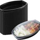 RW Base 21 Ounce Meal Prep Containers, 50 Microwavable To Go Containers With Lids - Disposable, Freezable, Black Plastic Oval Food Containers, Pack Hot And Cold Food, For Takeaway - Restaurantware