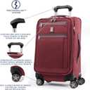 Travelpro Platinum Elite Carry-On Luggage Spinner, Red, 21-Inch | Expandable Softside With USB Port, Removable Suiter, 8 Wheels, and Multiple Compartments for Men & Women Travelers