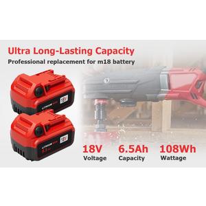 Lenoya 6.5Ah 18V Replacement for Milwaukee M-18 Battery 2Pack