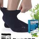 Doctor's Select Viscose Bamboo Ankle Diabetic Socks for Women and Men - 6 Pairs | Super Soft, Non Binding, Loose Wide Top (Medium)