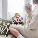 3D Winter Snowflake Pillow Covers 18 x 18 Inch Embroidered Snowman Pillow Covers Snowflake Snowman Jacquard Cushion Case Winter Party Decors for Sofa Couch Bedroom Gift
