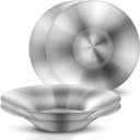 A Set of 4 Stainless Steel Dinner Plates, Salad Bowls, Spaghetti Serving Platters, Buffet Party Pans, Catering Trays, Classic Brushed Finish, Great for Both Hot & Cold Dishes (4)