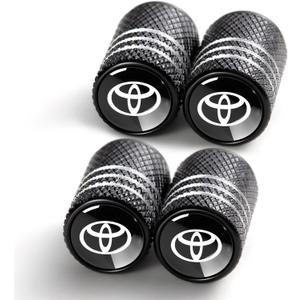 4 x Tire Valve Stem Caps Cover for Toyota TRD Metal Car Wheel Air caps Auto Valve Stem Caps Accessories 4 Pack Silver