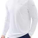Men's Sun Protection Swim Long Sleeve UPF 50+ Rash Guard Lightweight Shirts | SPF, UV, Workout, Hiking, Fishing, Athletic, Running, Thumb Hole, Reflective Design Shirt (White, M)