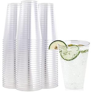 FOCUSLINE 100 Pack 14 oz Clear Plastic Cups, Disposable Cups Large Reusable Plastic Tumblers, Heavy-duty Clear Cups 14 Ounce for Wedding Party, Thanksgiving, Halloween, Christmas FOCUSLINE 100 Pack 14 oz Clear Plastic Cups, Disposable Cups Large Reusable Plastic Tumblers, Heavy-duty Clear Cups 14 Ounce for Wedding Party, Thanksgiving, Halloween, Christmas