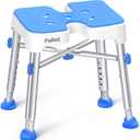 Ergonomic H-Shaped Shower Chair with EVA Pad, 330 lbs Heavy Duty & Adjustable, Non-Slip Shower Seat, Tub Bath Chair, Tool-Free Assembly, Blue With Eva Pad