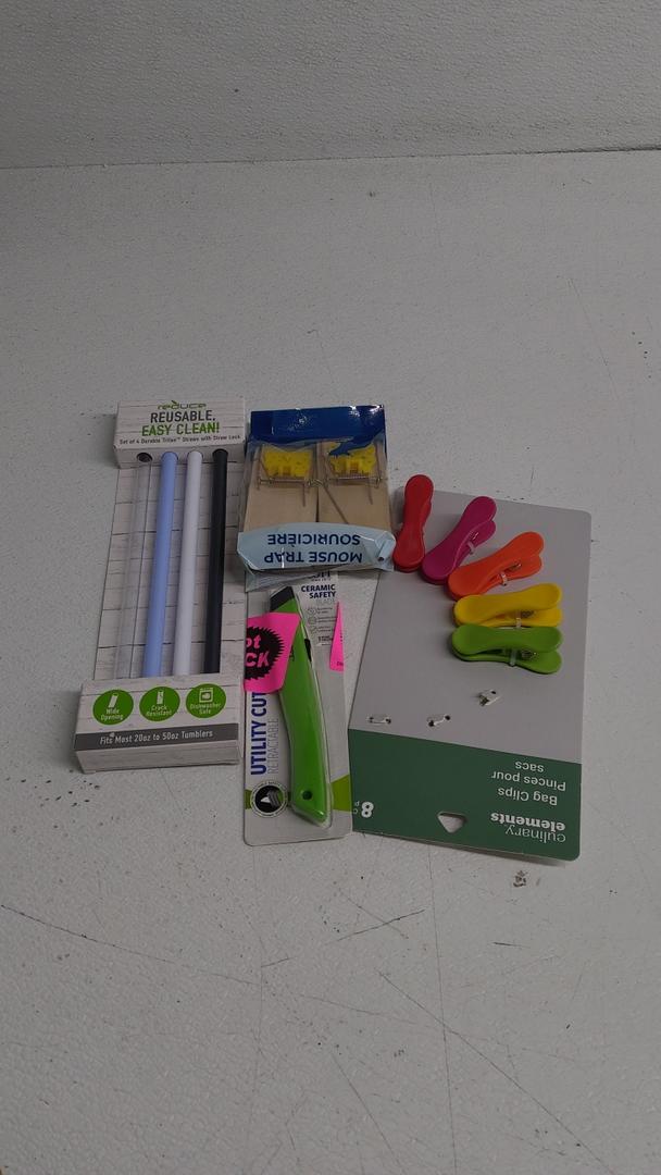 Set For Home (Mouse Trap, Straw Fits Most 20 To 50 Oz, Utility Cutter, Bag Clips)