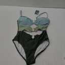 Eomenie One Piece Swimsuit for Women Cutout Monokini Sexy Bathing Suit Metal Swim Suit, Color: Grey Blue and Green, Size Large