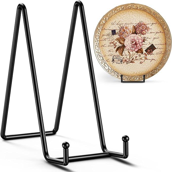 TR-LIFE 3 Pack 10 Inch Large Plate Stands for Display - Metal Plate Holder Display Stand + Picture Frame Holder Stand + Small Easels for Decorative Plate, Platter, Book, Plaques, Photo, Tabletop Art